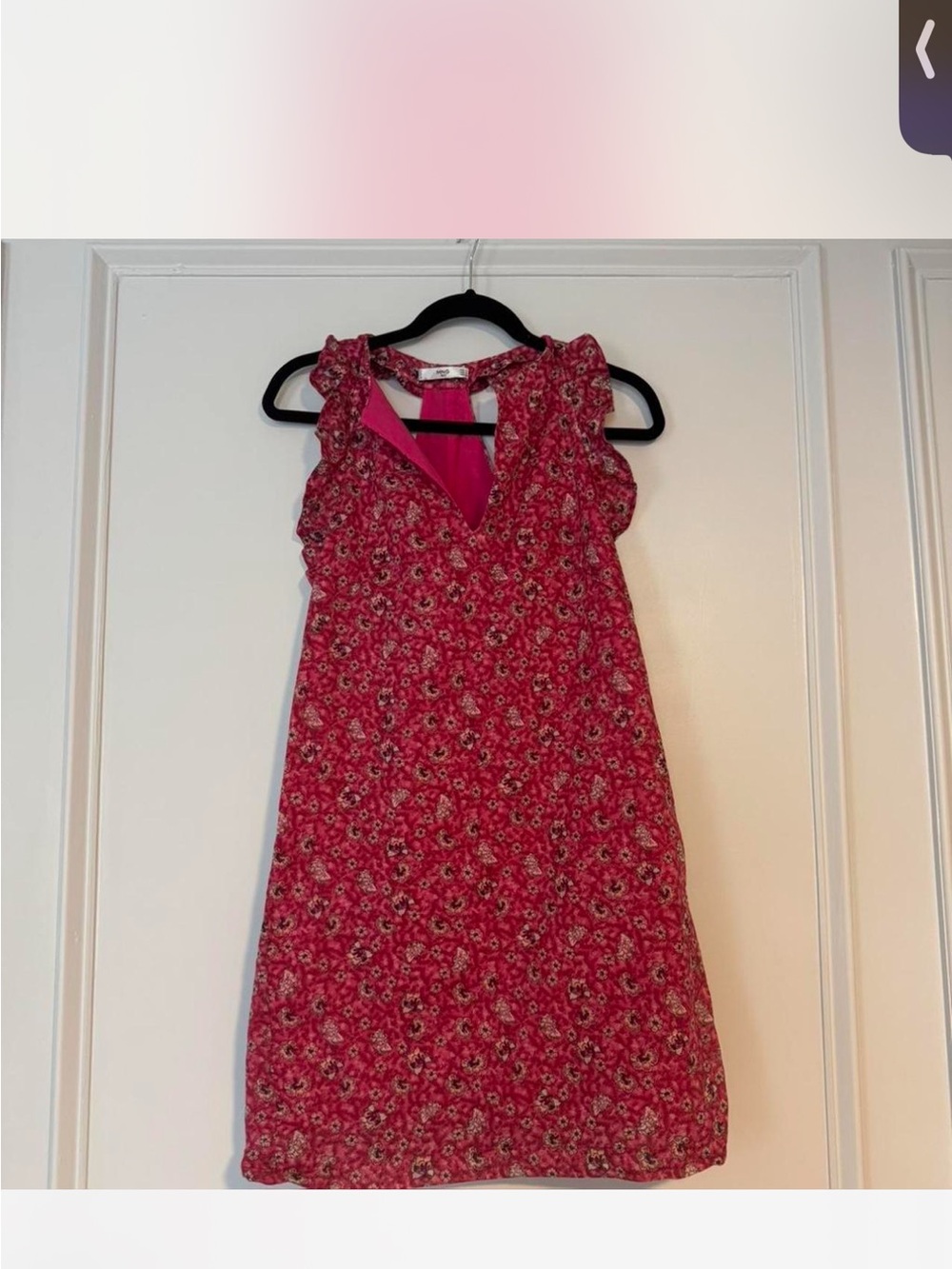 Pink Floral Ruffled Sleeveless Shift Dress